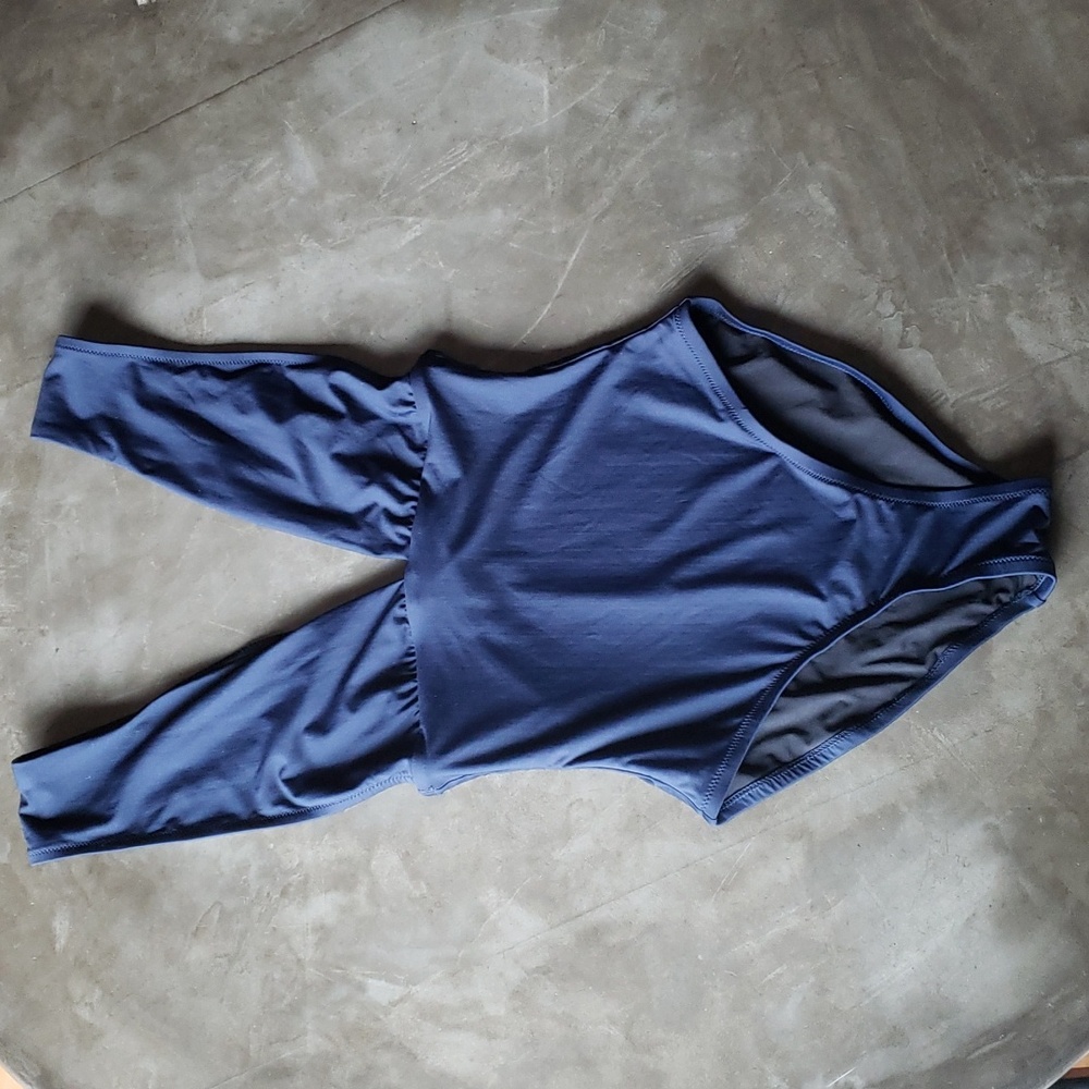 NWOT  J. Crew V-Neck Plunge One-Piece Navy Swimsuit